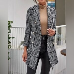 PLM Black and White Tweed Coat